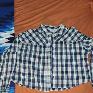 BDG Navy and Cream Plaid Shirt